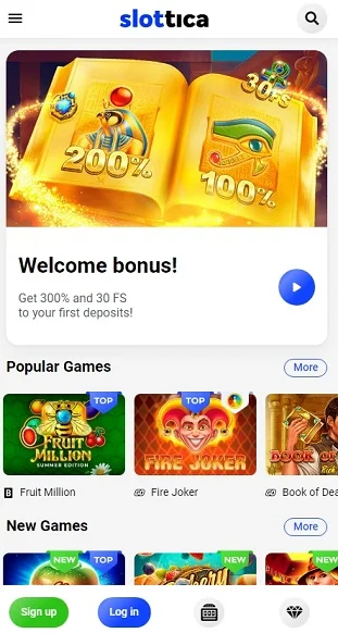 Mobilna wersja casino Slottica